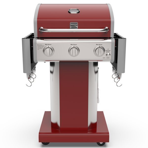 Kenmore 3-Burner Propane Gas Grill with Foldable Side Tables